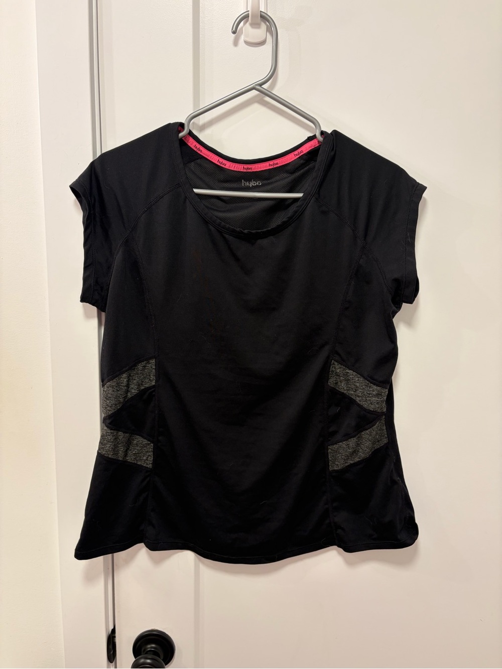 Hyba Women's Black Short Sleeve Performance Tee with Gray Accents